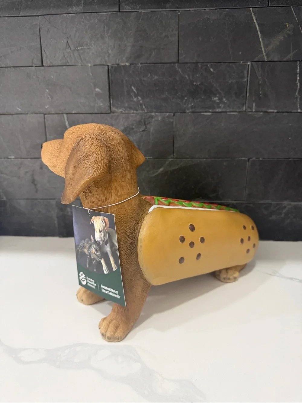 Novelty Dachshund Hot Dog Dog Figurine - Brown